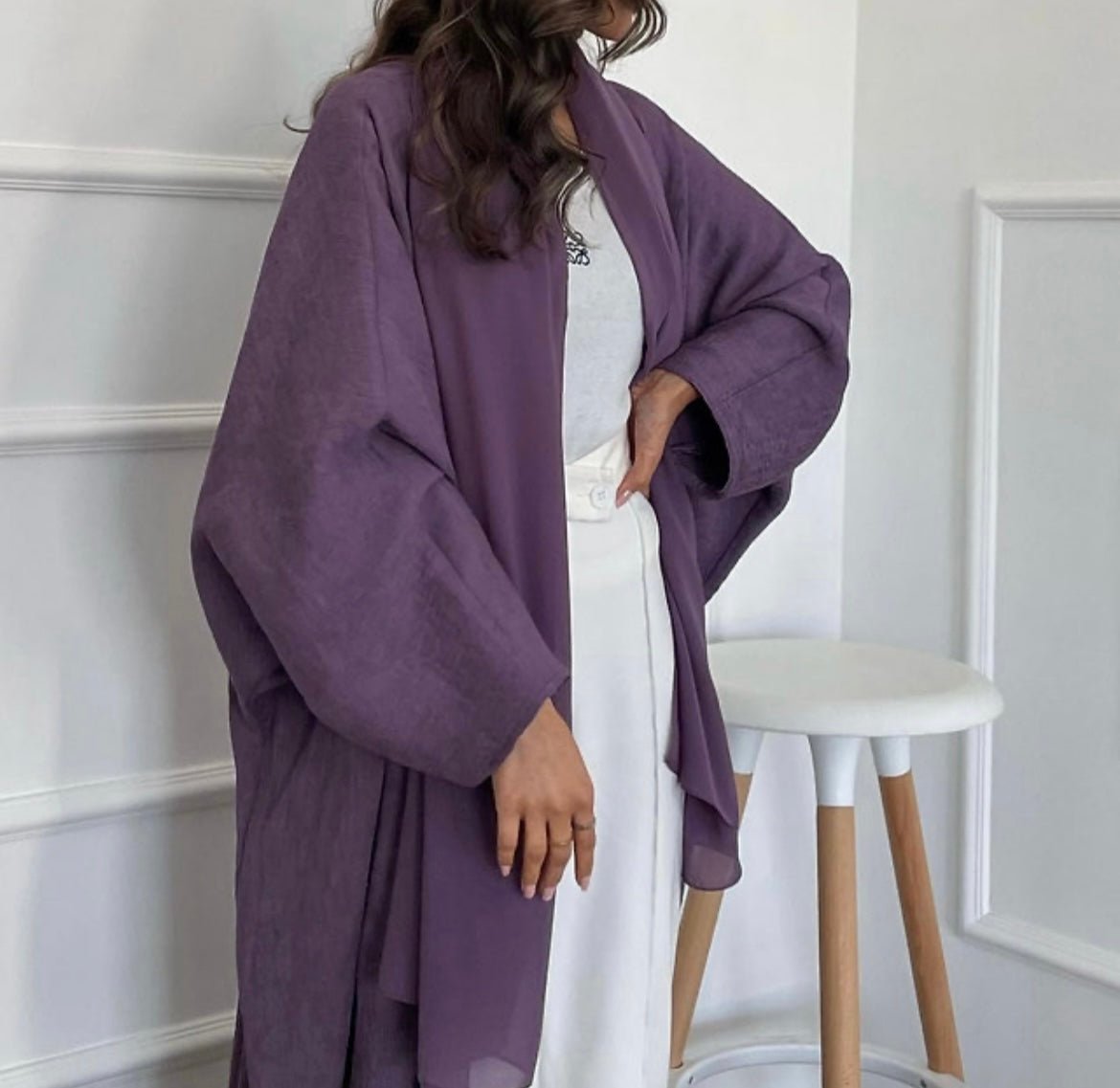 Plum Textured Abaya - Premium  from Sahara Soireé - Just €90! Shop now at Sahara Soirée