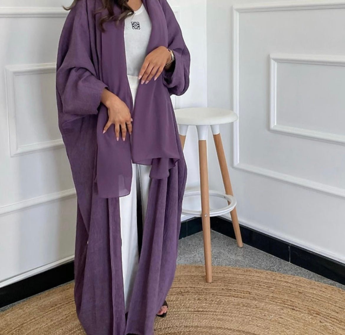 Plum Textured Abaya - Premium  from Sahara Soireé - Just €90! Shop now at Sahara Soirée