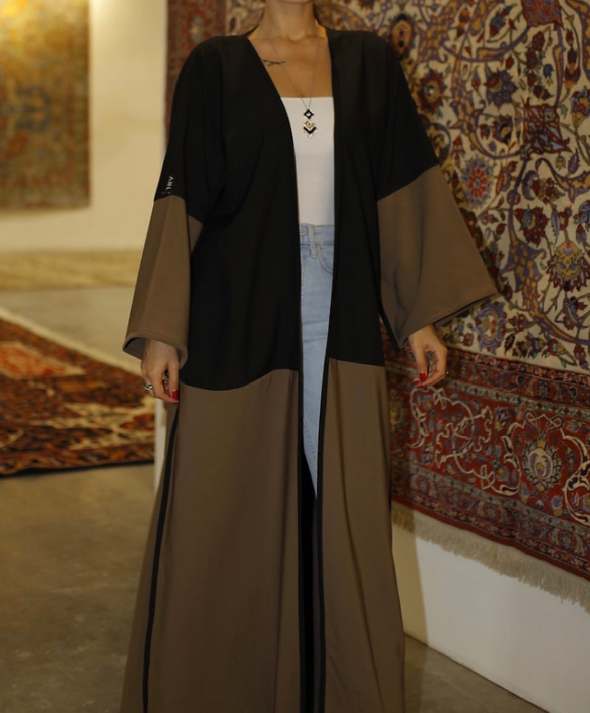 Two Toned Brown Abaya - Premium  from Sahara Soireé - Just €90! Shop now at Sahara Soirée