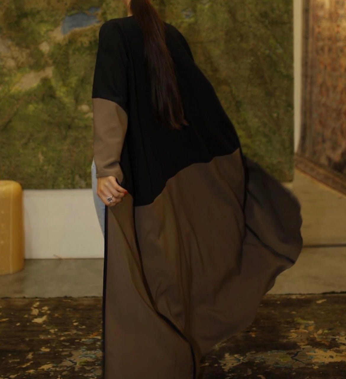 Two Toned Brown Abaya - Premium  from Sahara Soireé - Just €90! Shop now at Sahara Soirée