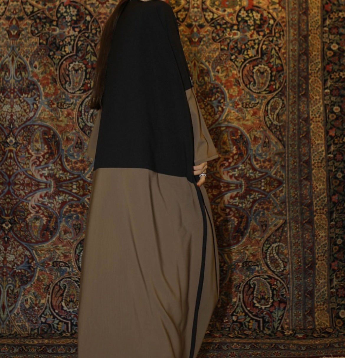 Two Toned Brown Abaya - Premium  from Sahara Soireé - Just €90! Shop now at Sahara Soirée