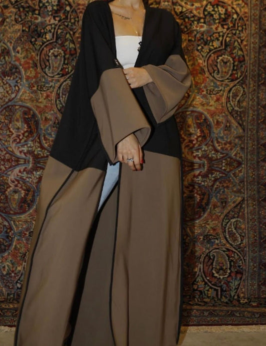 Two Toned Brown Abaya - Premium  from Sahara Soireé - Just €90! Shop now at Sahara Soirée